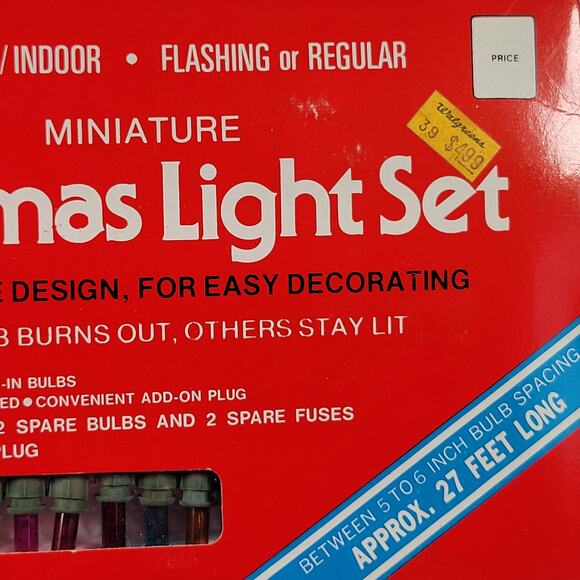 Joy Brite 50 Miniature Christmas Light Set Vintage Indoor Outdoor  27 Ft NOS - Picture 16 of 16